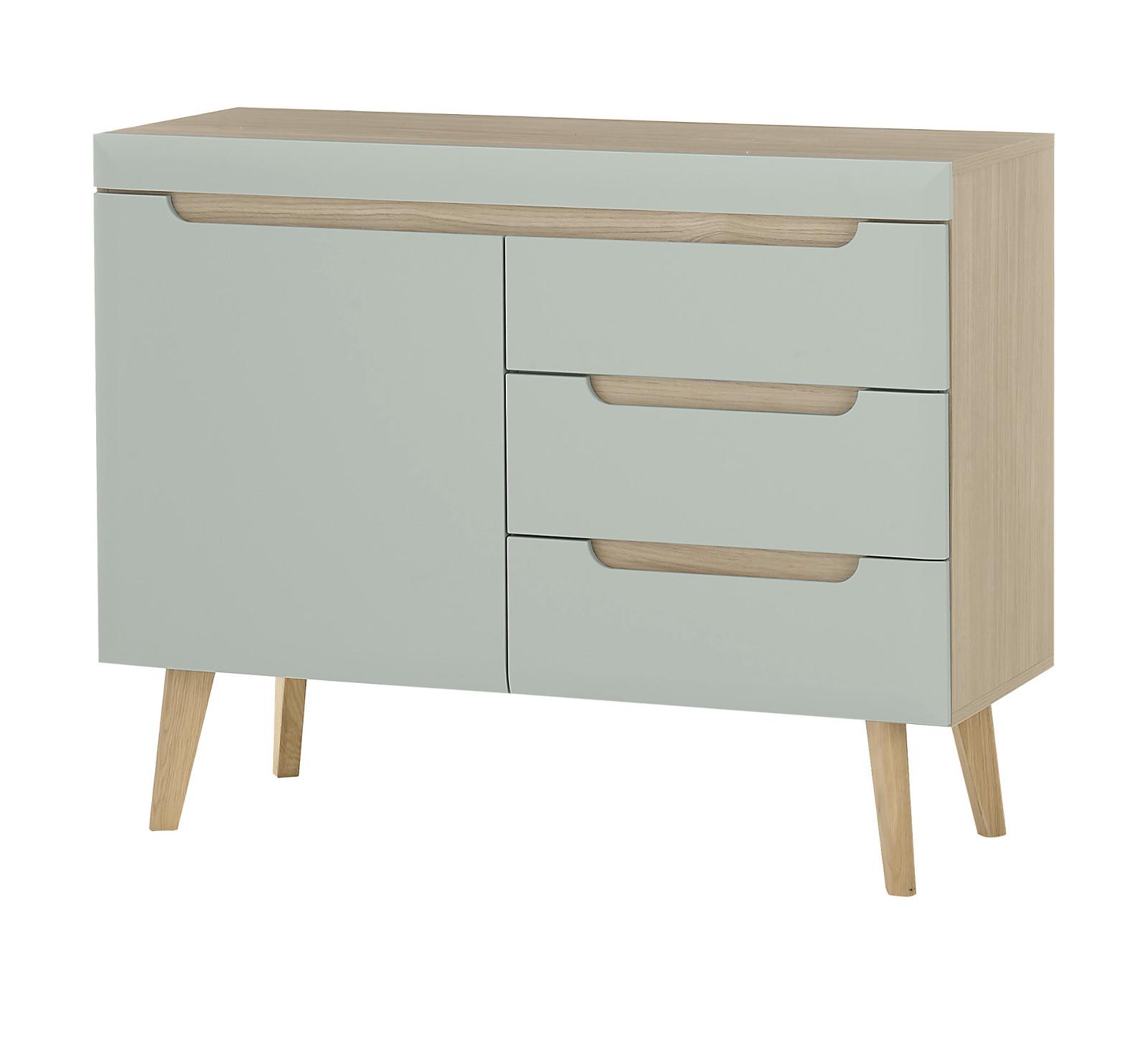 SIDEBOARD Pistazie grün, Eiche, skandinavisch 107 cm, Kommode mit Soft-Close - Eichefarben/Pastellgrün, Holz/Holzwerkstoff (107/83/40cm) - Furn.Design