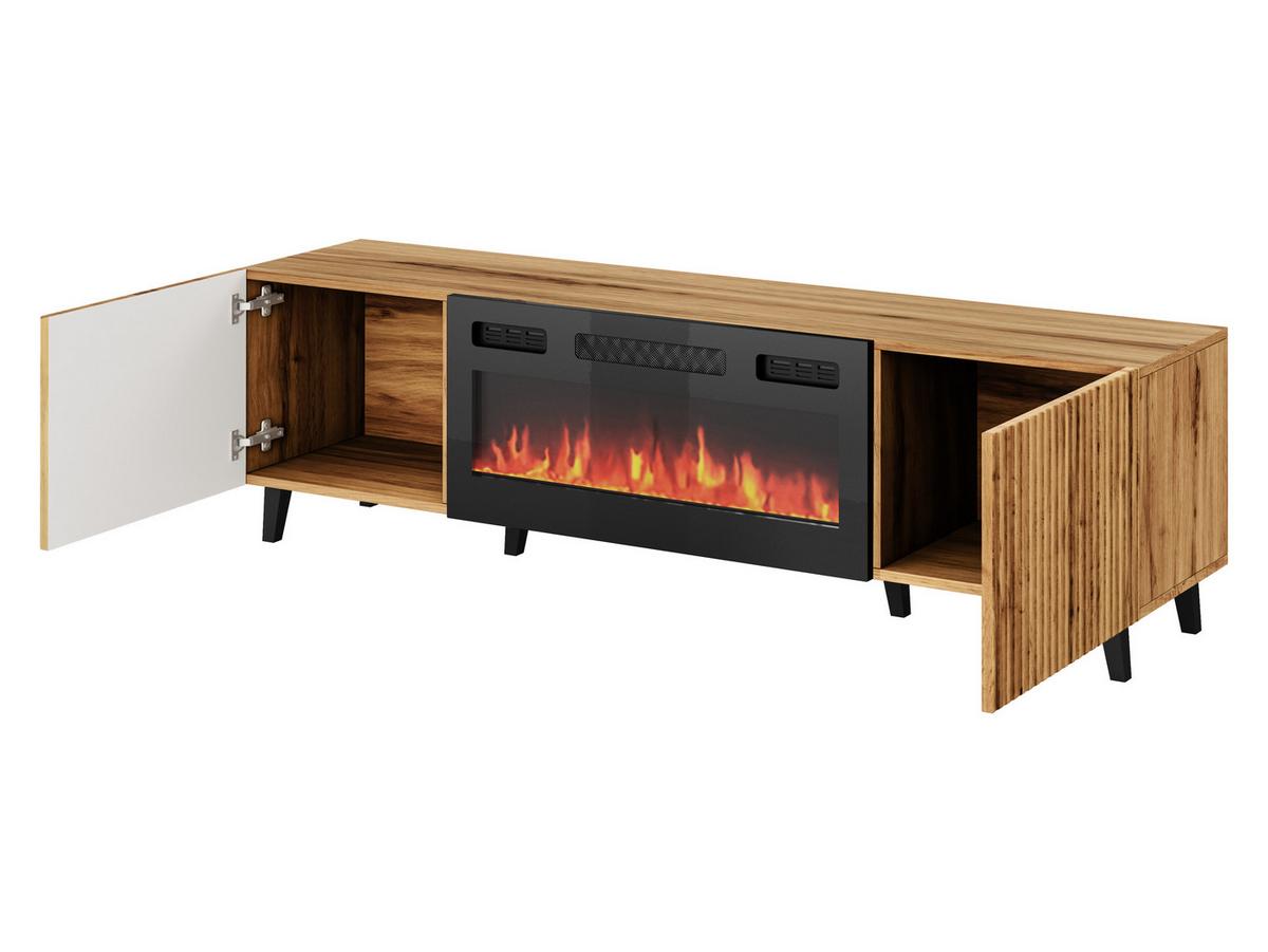 TV-ELEMENT Vamos 180 mit Kamin - Schwarz/Braun, Holzwerkstoff/Kunststoff (181/50/42cm) - MIRJAN24