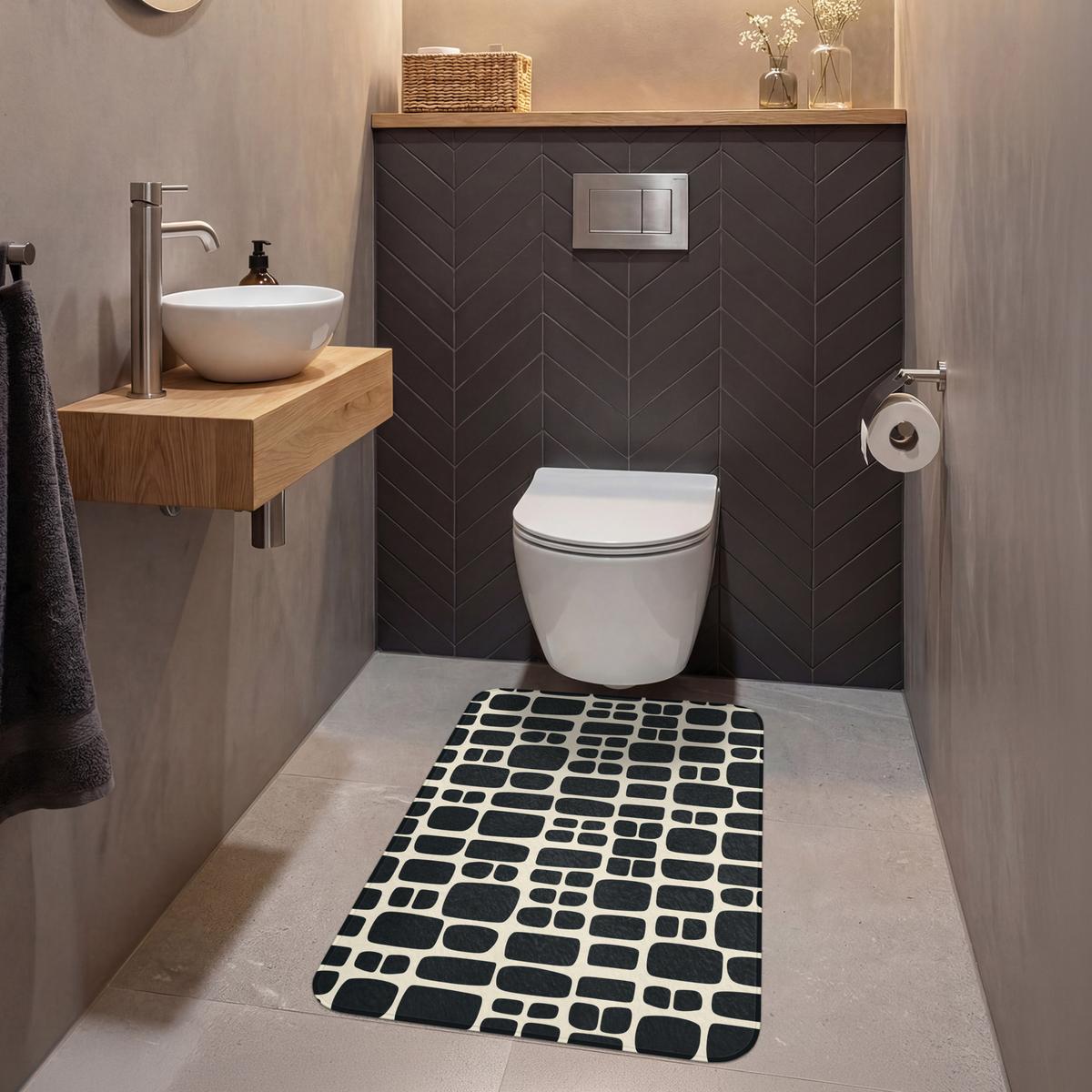WC-VORLEGER Modern - Bio - Schwarz Toilettenvorleger 60x90 cm - Anthrazit, Textil (60/1cm) - OnlyWow