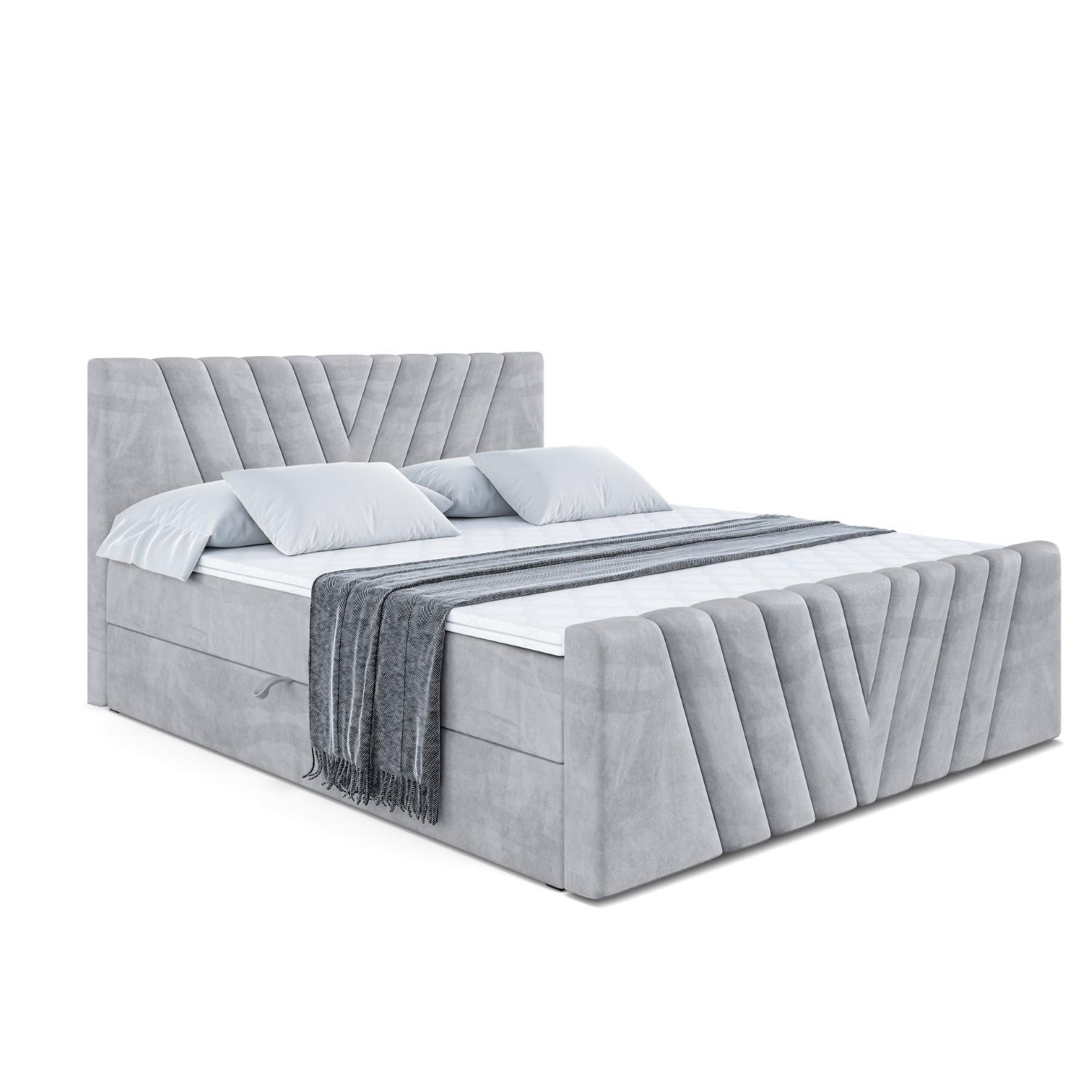 BOXBETT ERNINA-Z - 140x200 cm - H4 - Hellgrau - Hellgrau, Holzwerkstoff (140/200cm) - ALTDECOR