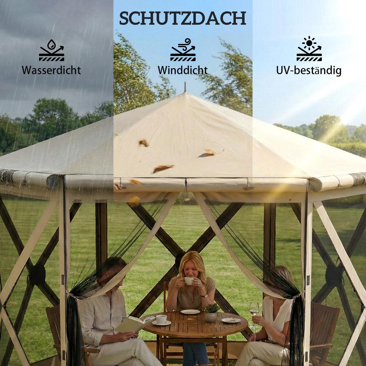 FALTPAVILLON Oxford-Stoff Khaki - Braun, Textil (260/221/300cm) - Outsunny