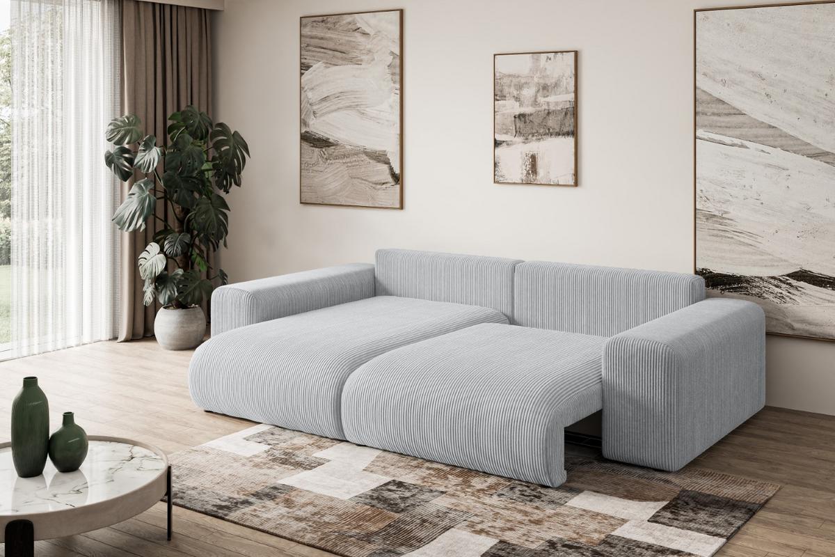 ECKSOFA Ottomane links ESKAR-L 266x176x72 Grau Cord - Schwarz/Grau, Holzwerkstoff/Kunststoff (266/176cm) - ALTDECOR