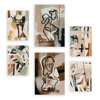 POSTER Set Mit 6 Extravagante Formen In Weibliche Zusammenfassung A3 & A4 Rahmenlos - Klar, Papier (29/3cm) - Nacnic