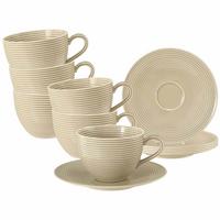 MILCHKAFFEETASSEN MIT UNTERTASSEN Beat Color Glaze Sandbeige 350 ml 6er Set - Beige, Keramik (16.7/9.3/16.7cm) - Seltmann Weiden