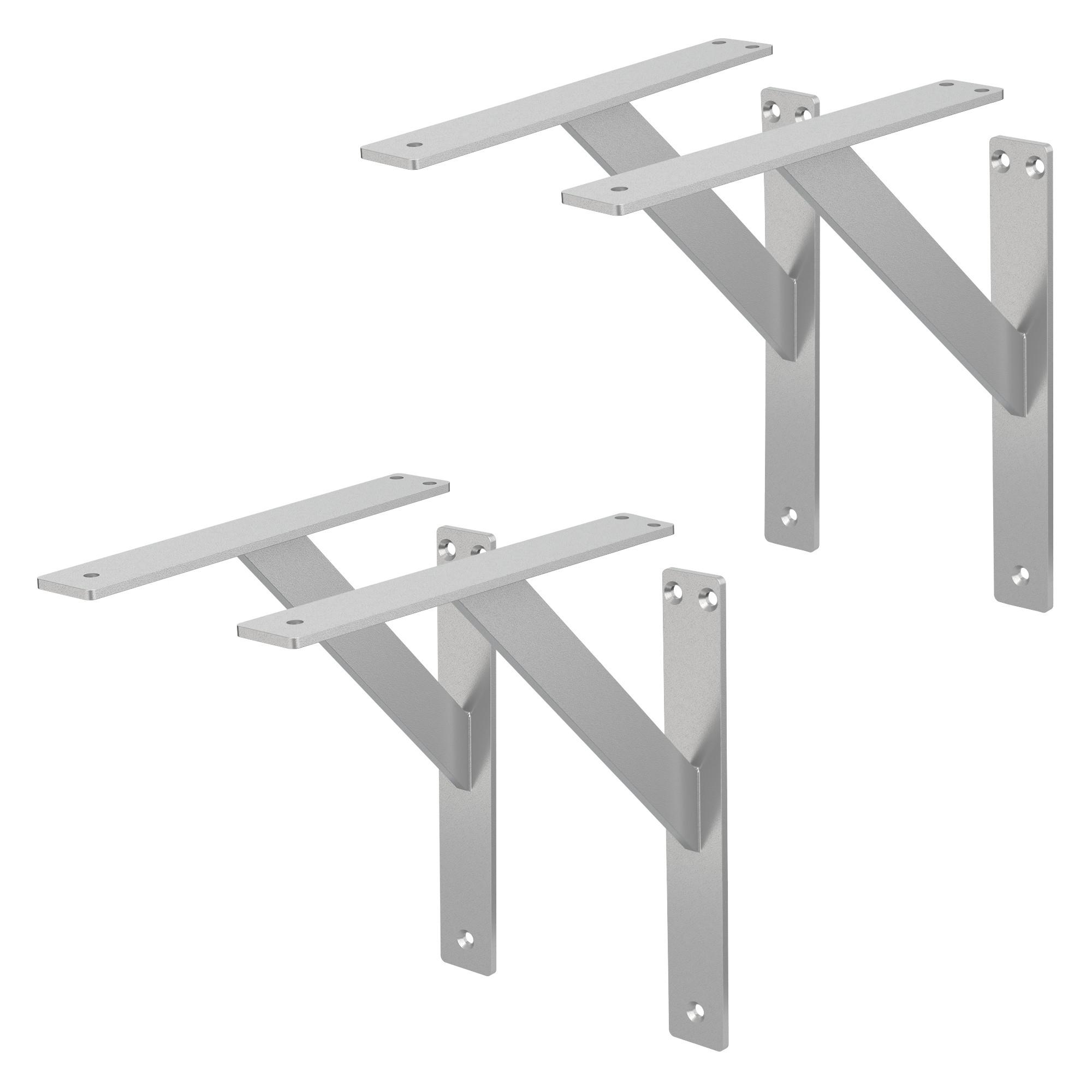 REGALHALTERUNG 4er Set 240x240 mm Silber aus Aluminium - Silberfarben, Metall (24/24/3cm) - ML-DESIGN