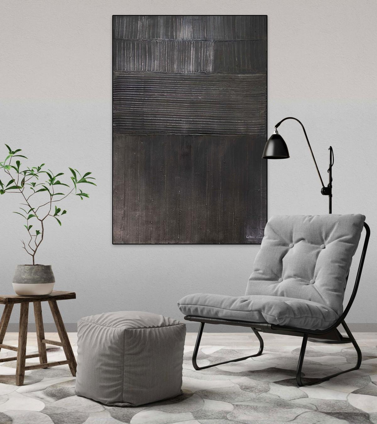 ÖLGEMÄLDE 80/120 cm - Schwarz, Holz/Textil (80/120cm) - KUNSTLOFT