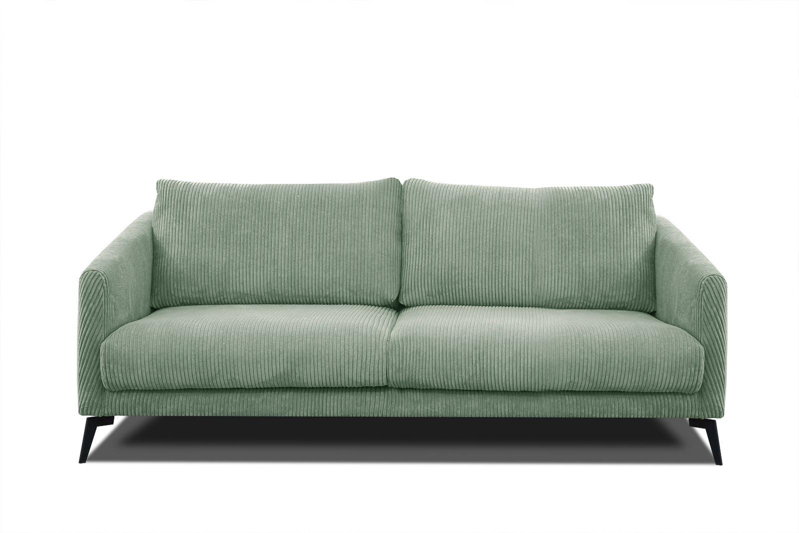 SOFA VILT 3-Sitzer, mintgrün - Schwarz/Mintgrün, Holzwerkstoff/Textil (202/89/94cm) - Wozimo