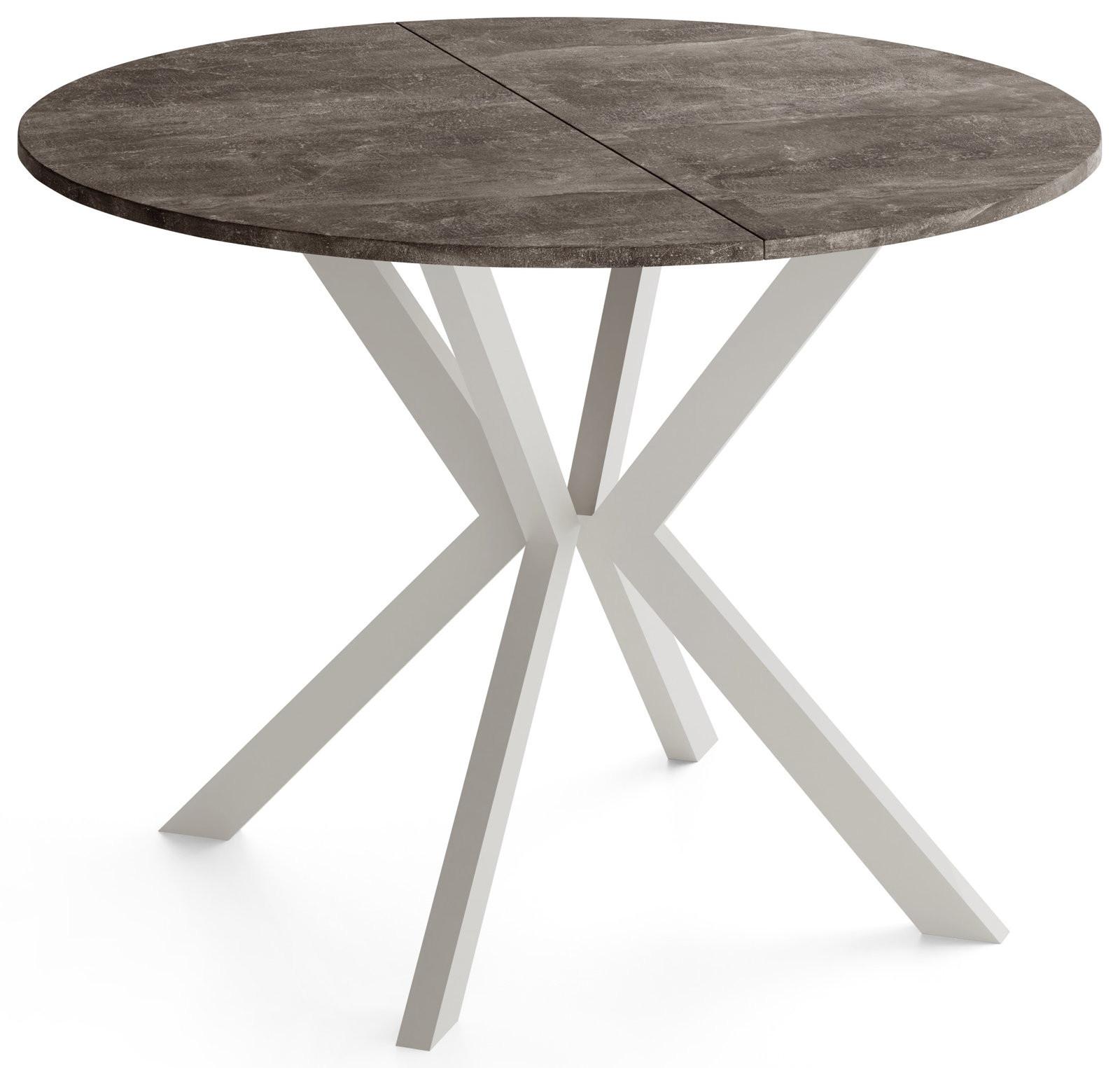 ESSTISCH Valio rund oval ausziehbar verlängerbar mit Metallbeinen in Kaschmir Grau, Beton Dunkelgrau 100-140/100/76 cm - Kaschmir/Dunkelgrau, Holzwerkstoff/Metall (100/140/76cm) - WFL GROUP