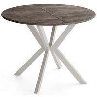 ESSTISCH Valio rund oval ausziehbar verlängerbar mit Metallbeinen in Kaschmir Grau, Beton Dunkelgrau 100-140/100/76 cm - Kaschmir/Dunkelgrau, Holzwerkstoff/Metall (100/140/76cm) - WFL GROUP