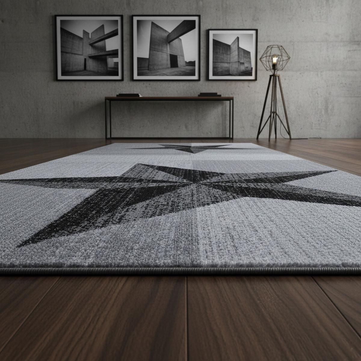 TEPPICH Kurzflor INN in Grau, mit Sternen-Motiv, 80 x 300 cm - Grau, Textil (80/300cm) - KADIMA DESIGN