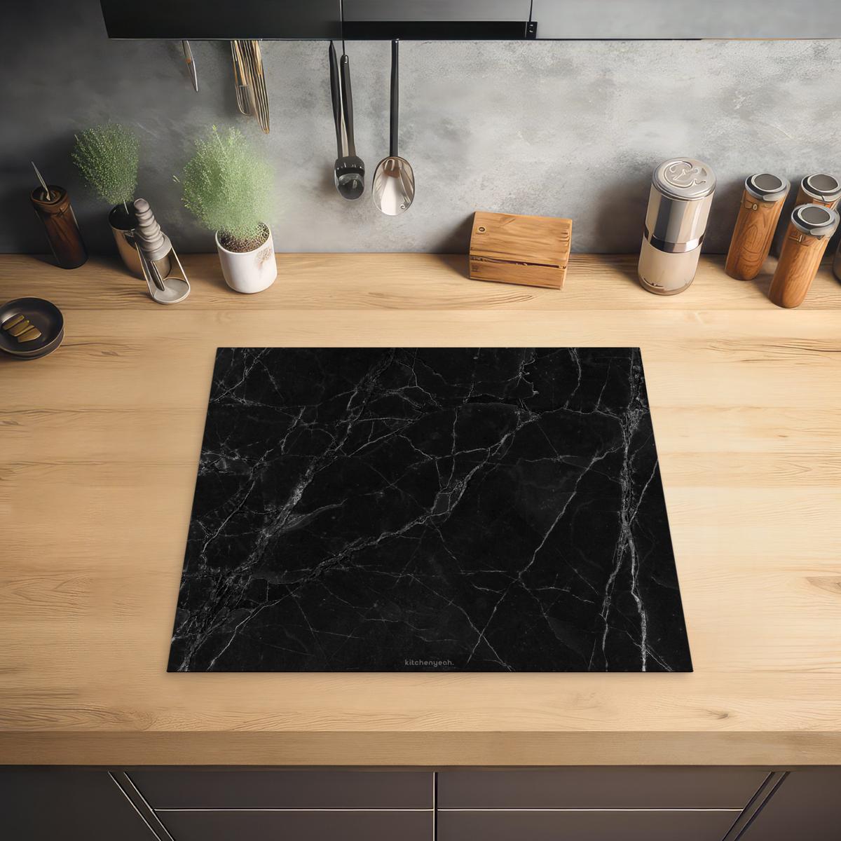 HERDABDECKPLATTE Schwarz - Marmor Abdeckung Ceranfeld 58.3x51.3 cm - Schwarz, Kunststoff (58.3/51.3/0.2cm) - MuchoWow