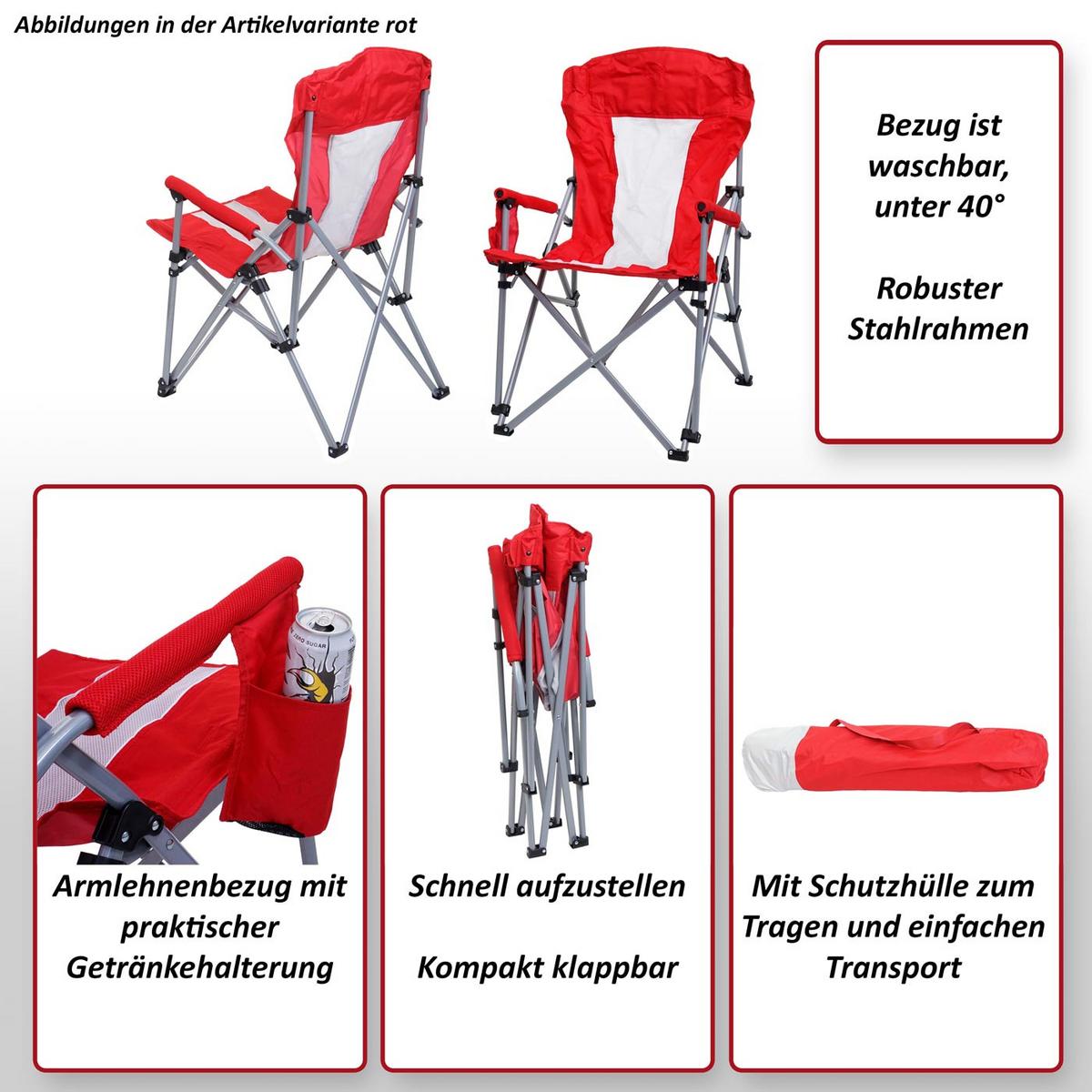CAMPINGSTUHL Rot - Rot, Textil (57/100/66cm) - MCW