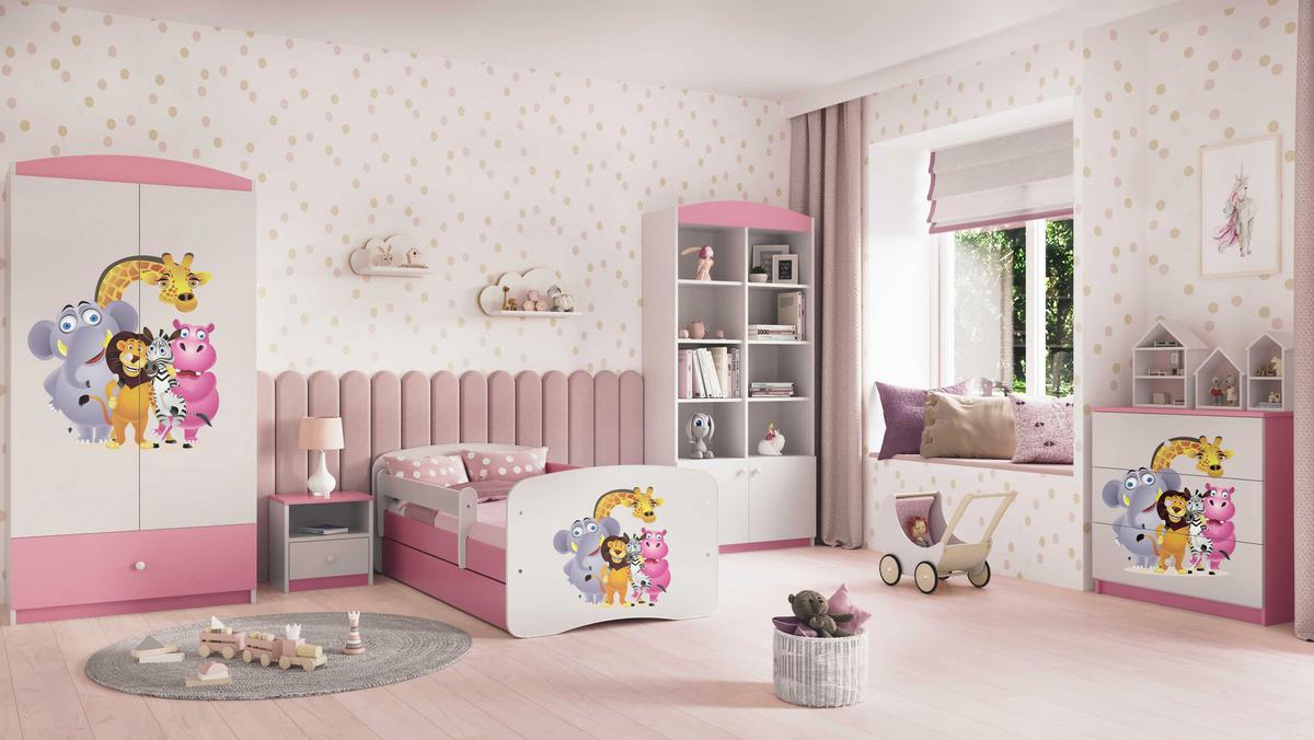 KINDERKLEIDERSCHRANK ZOO - Hellrosa, Holzwerkstoff (90/175/52cm) - RAUMHIRSCH FURNITURE