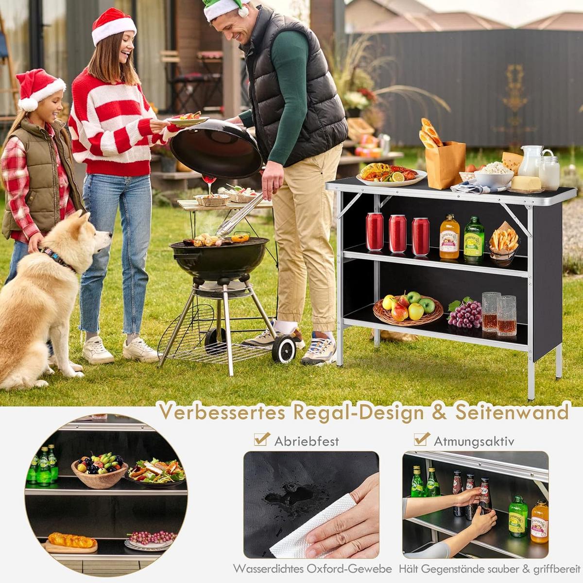CAMPINGSCHRANK Schwarz - Schwarz, Holzwerkstoff (38/110/88cm) - COSTWAY
