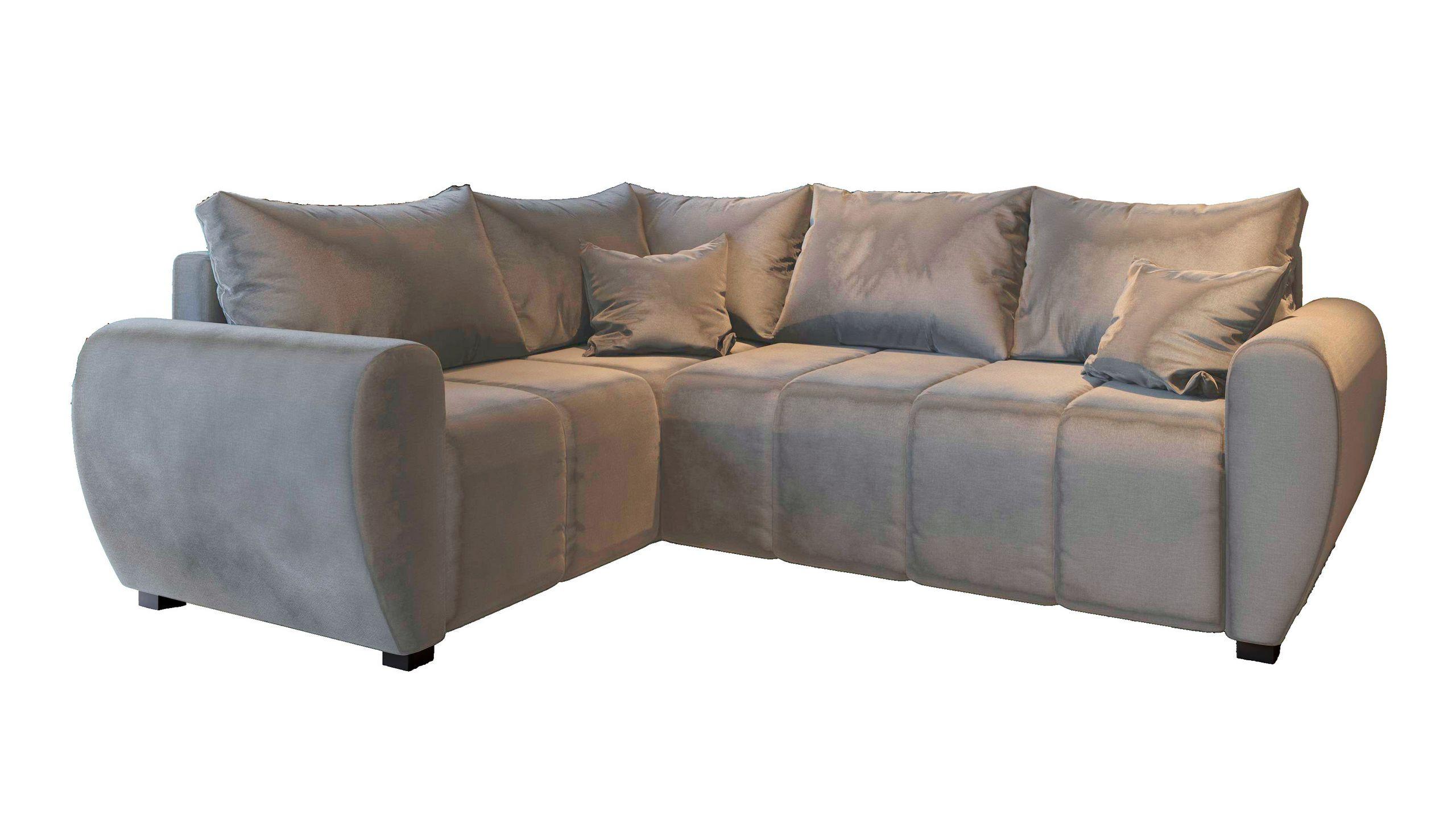 ECKSOFA MADISON L L-S Beige Plüsch-Stoff mit Schlaffunktion - Beige/Schwarz, Holz/Kunststoff (235/175cm) - MASSENO