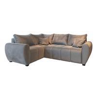 ECKSOFA MADISON L L-S Beige Plüsch-Stoff mit Schlaffunktion - Beige/Schwarz, Holz/Kunststoff (235/175cm) - MASSENO