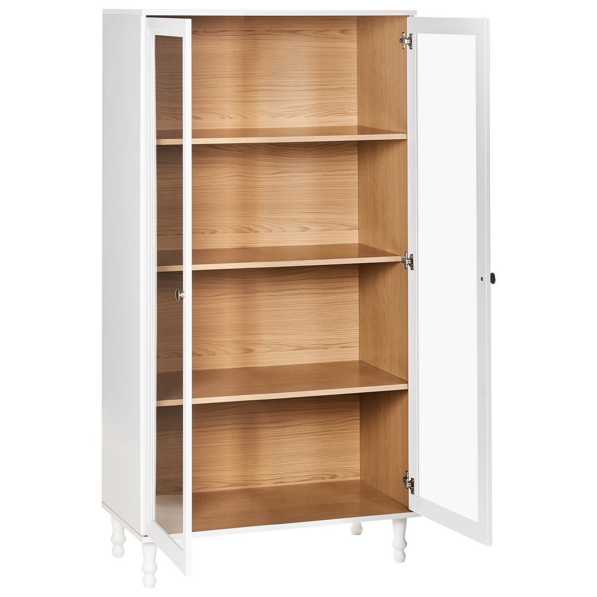 VITRINE mit Glastüren 80 cm Weiß Tingledale - Weiß, Holzwerkstoff (80/151/40cm) - Beliani