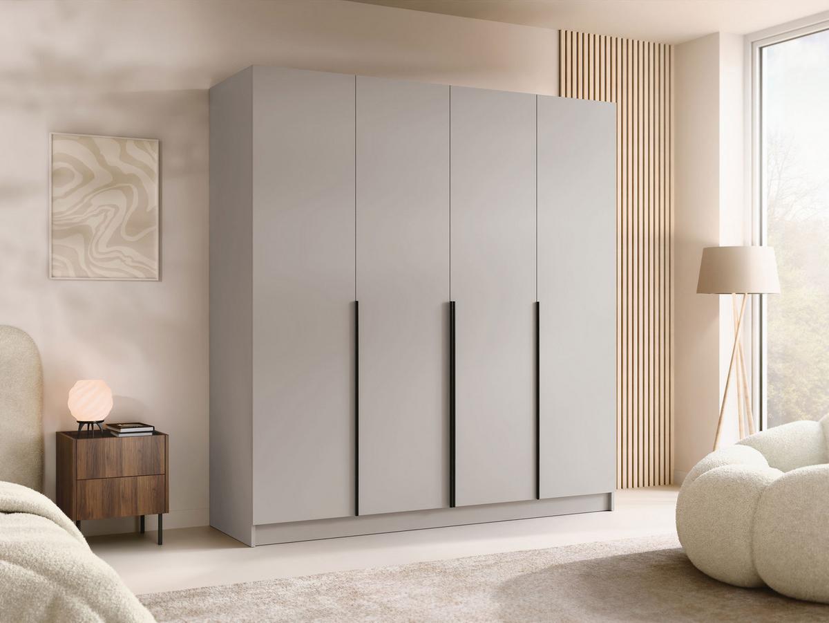 KLEIDERSCHRANK Santi I - Kaschmir/Schwarz, Holzwerkstoff/Metall (200/215/58cm) - MIRJAN24