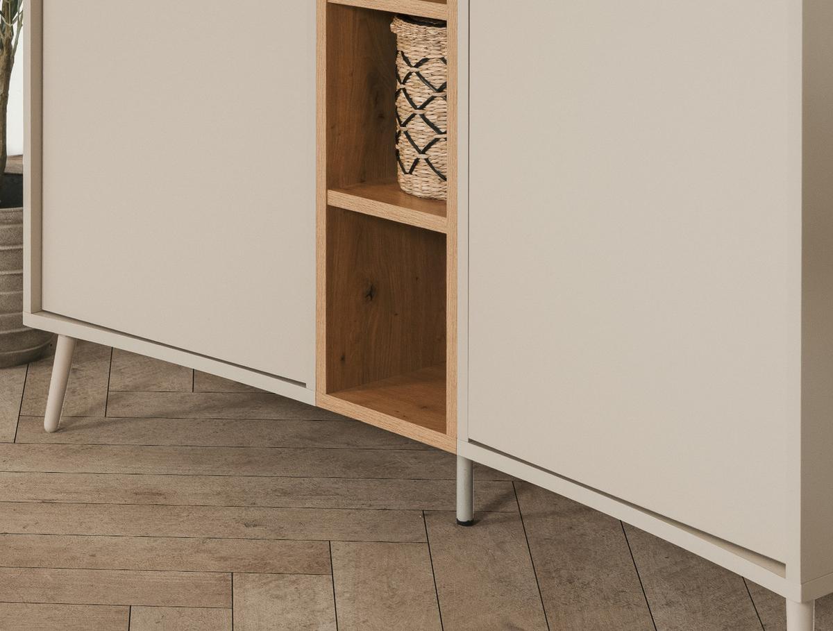 SIDEBOARD Kaschmir, Eiche Artisan 135 cm, Kommode mit Push-to-Open - Kaschmir/Eiche Artisan, Holzwerkstoff (135/90/37.5cm) - Furn.Design