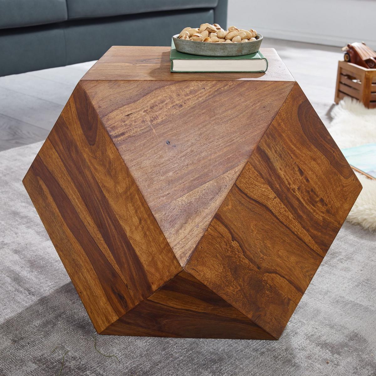 COUCHTISCH Sheesham Massivholz Modern Diamantform 57x42.5x57cm - Braun, Holz (43/57/57cm) - KADIMA DESIGN