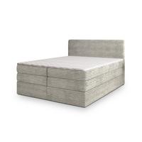BOXSPRINGBETT LUNERA 200x200 cm mit Matratze und Topper, H2+H3 - Hellgrau - Hellgrau, Holz (200/200cm) - MASSENO