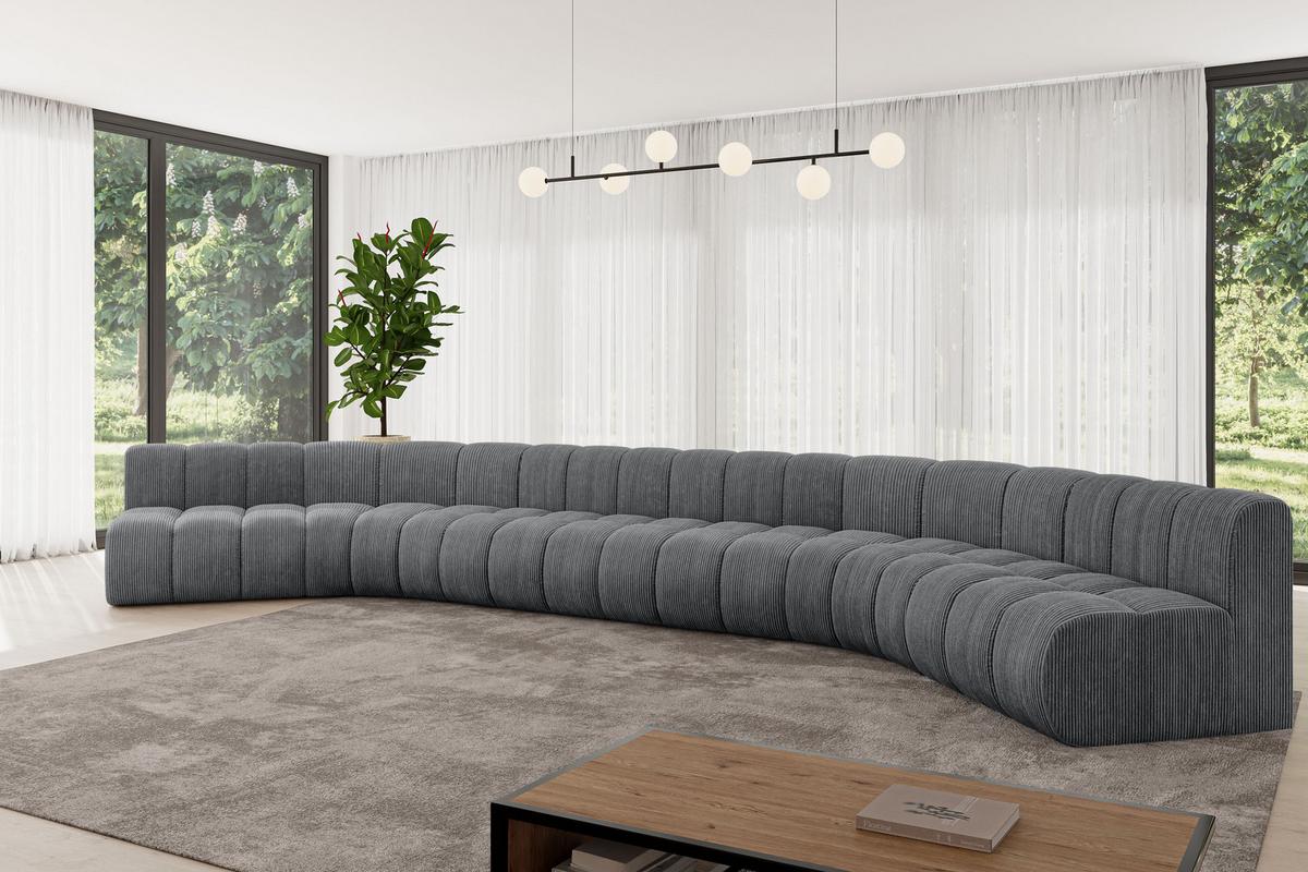 WOHNLANDSCHAFT modulares Sofa Montra-U2 - 581x174x70 cm Dunkelgrau - Dunkelgrau, Holzwerkstoff/Textil (581/70/174cm) - ALTDECOR