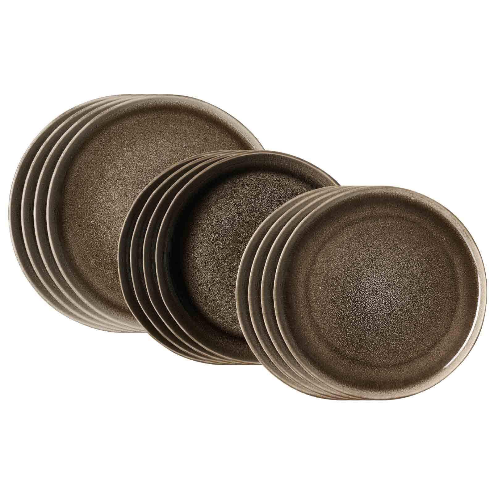 TELLER-SET Eda braun 12-tlg. - Braun, Keramik (2/2/2cm) - Ritzenhoff Breker