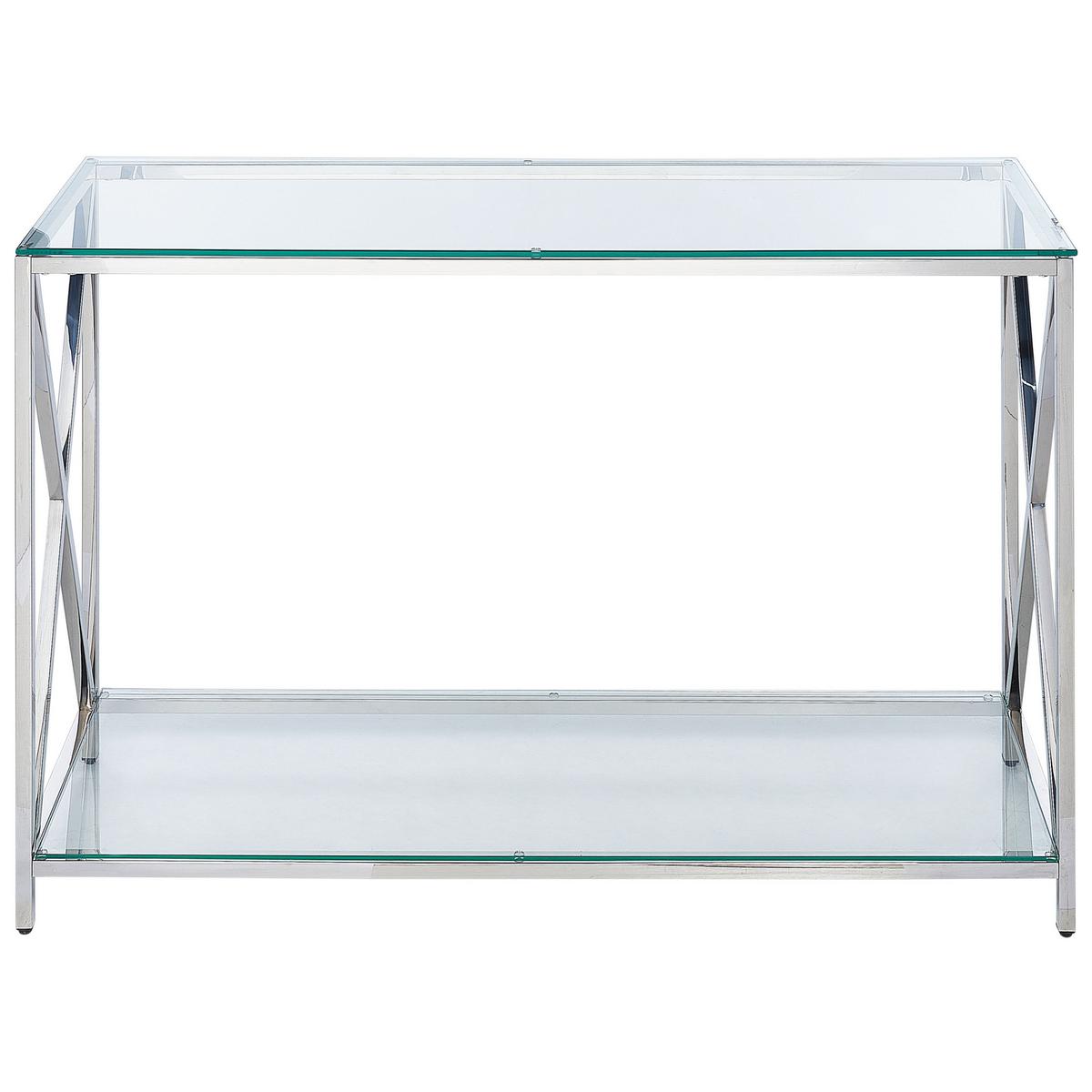 CONSOLENTISCH Glas silber 120/40/76 cm Audet - Transparent/Silberfarben, Glas (40/120/76cm) - Beliani