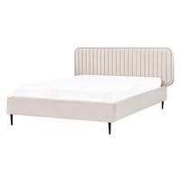 BETT mit Lattenrost 140/200 cm Beige Brin - Beige/Schwarz, Textil (140/200cm) - Beliani