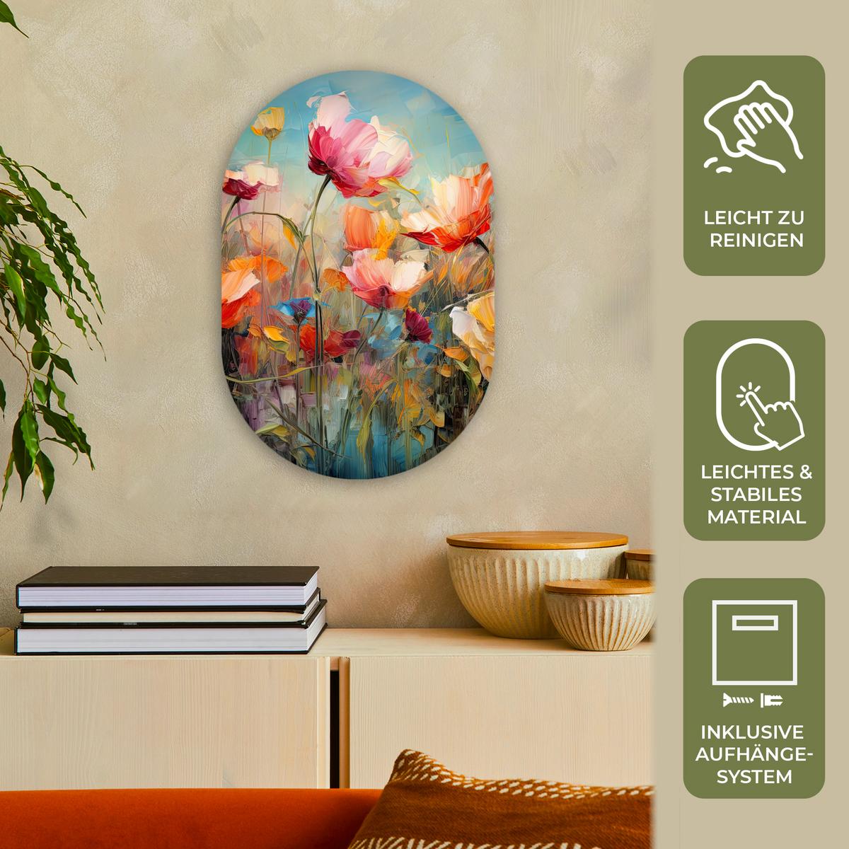 WANDBILD Blumen - Aquarell - Kunst - Botanisch - Natur Deko Wohnzimmer 40x60 cm - Orange, Kunststoff (40/60cm) - MuchoWow