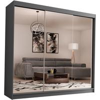 SCHWEBETÜRENSCHRANK Debra II 240/216/61 graphit mit Spiegel und Schubladen - Graphitfarben, Holzwerkstoff (240/216/61cm) - Beautysofa
