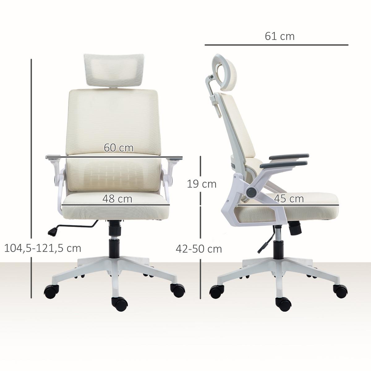 BÜROSTUHL Mesh Beige - Beige/Weiß, Kunststoff/Textil (61/121.5/60cm) - Vinsetto