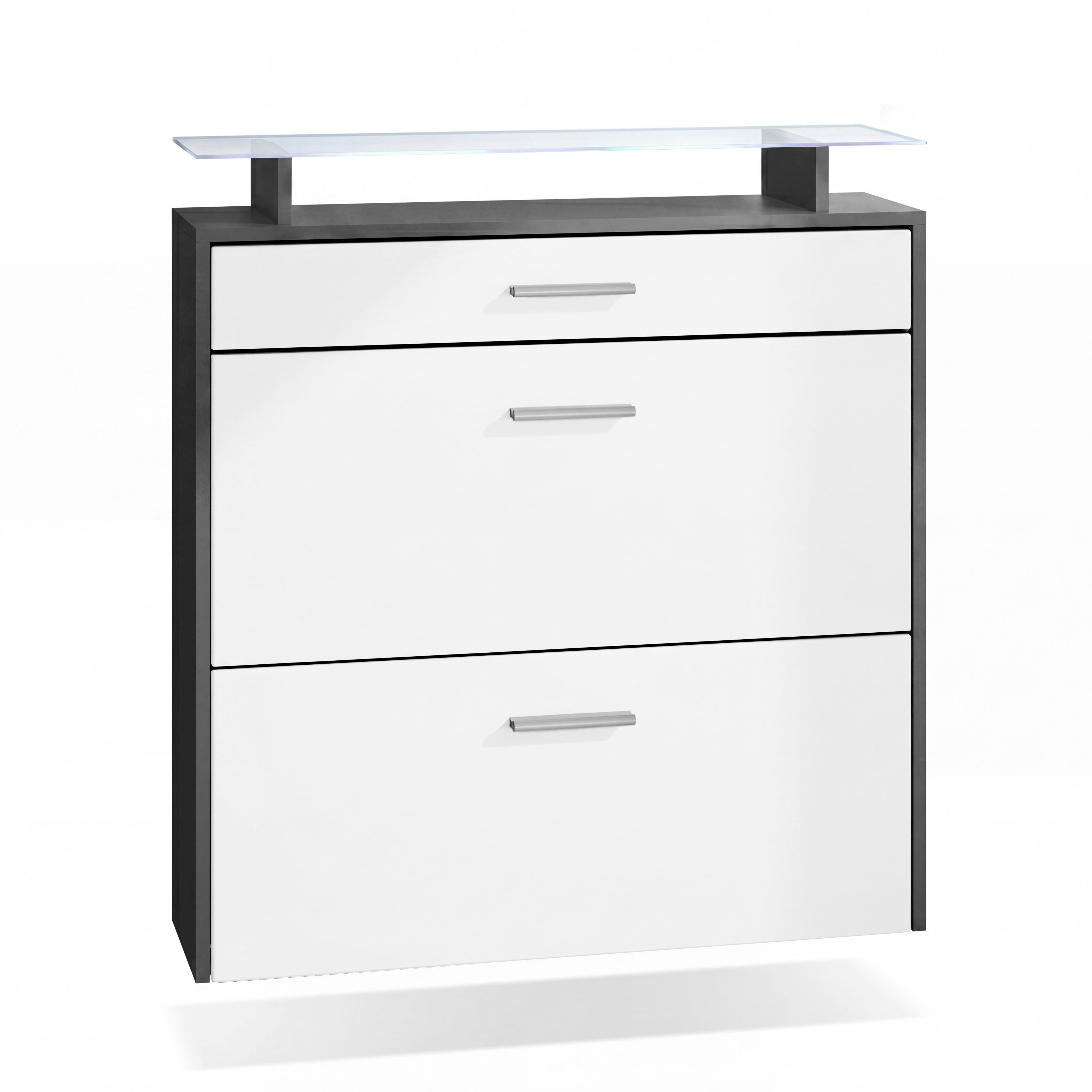 SCHUHSCHRANK Malea Fronten in Weiß matt - Weiß, Holzwerkstoff (89/96/23cm) - Vladon