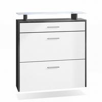 SCHUHSCHRANK Malea Fronten in Weiß matt - Weiß, Holzwerkstoff (89/96/23cm) - Vladon