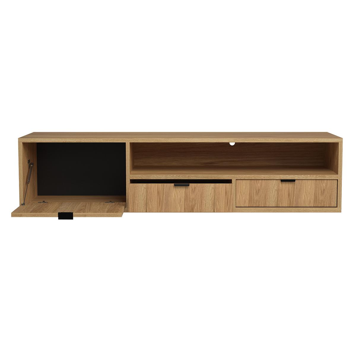 HÄNGELOWBOARD Evron mit 2 Schubladen und 1 Tür, 150 cm, Hikora Eiche - Eichefarben, Holzwerkstoff (150/35/40cm) - Beautysofa