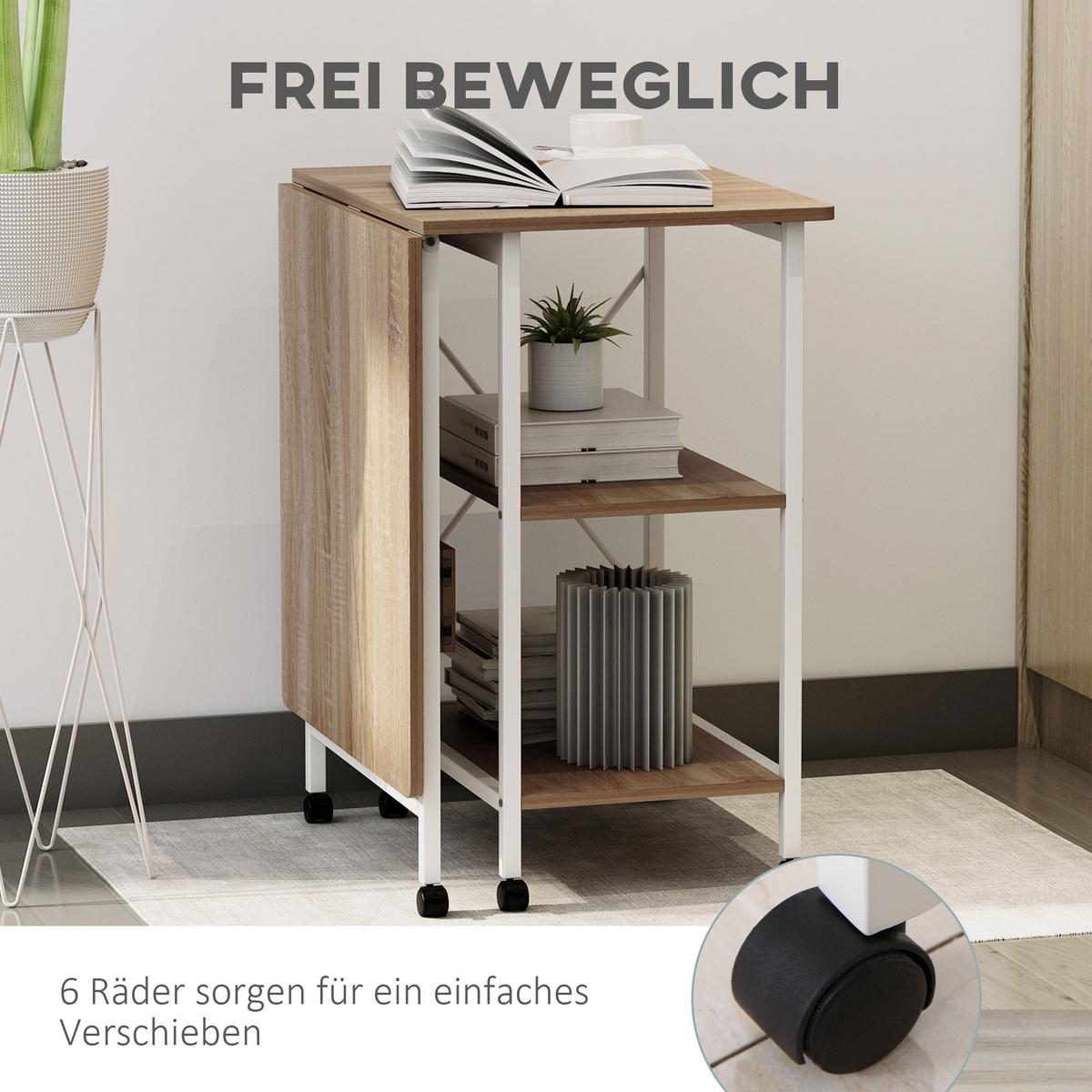 SCHREIBTISCH MDF, Weiß+Natur - Weiß, Kunststoff (107/55/76cm) - HOMCOM