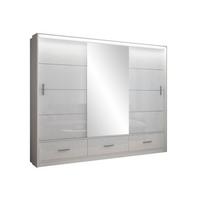 SCHWEBETÜRENSCHRANK SENNA 255/222/61 cm 3-türig mit Spiegel Weiß - Weiß, Holzwerkstoff (255/222/61cm) - MASSENO