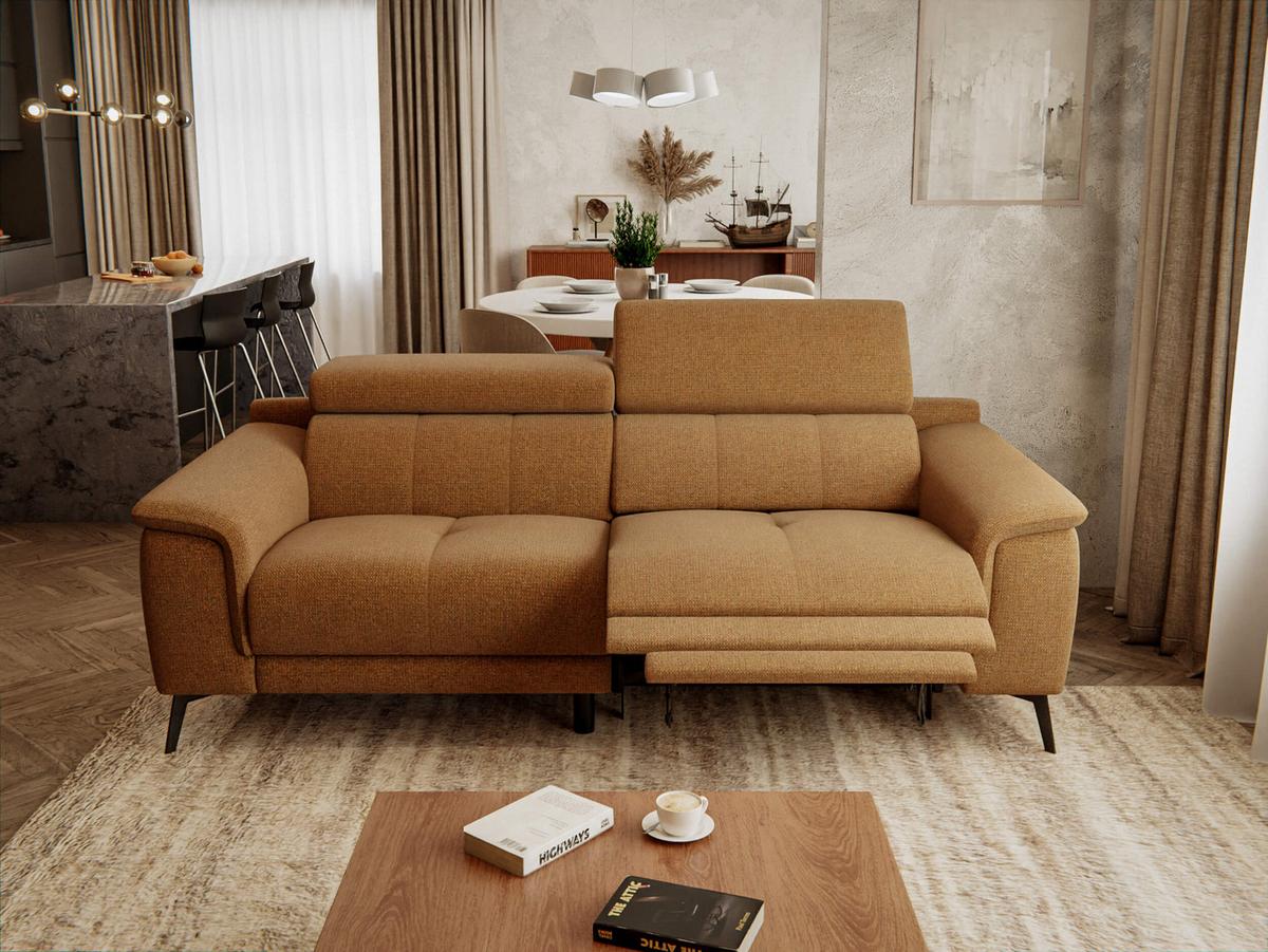 RELAXSOFA FIERO 3-Sitzer mit 1 Relaxfunktion, orange - Schwarz/Orange, Holzwerkstoff/Textil (212/82/103cm) - Wozimo