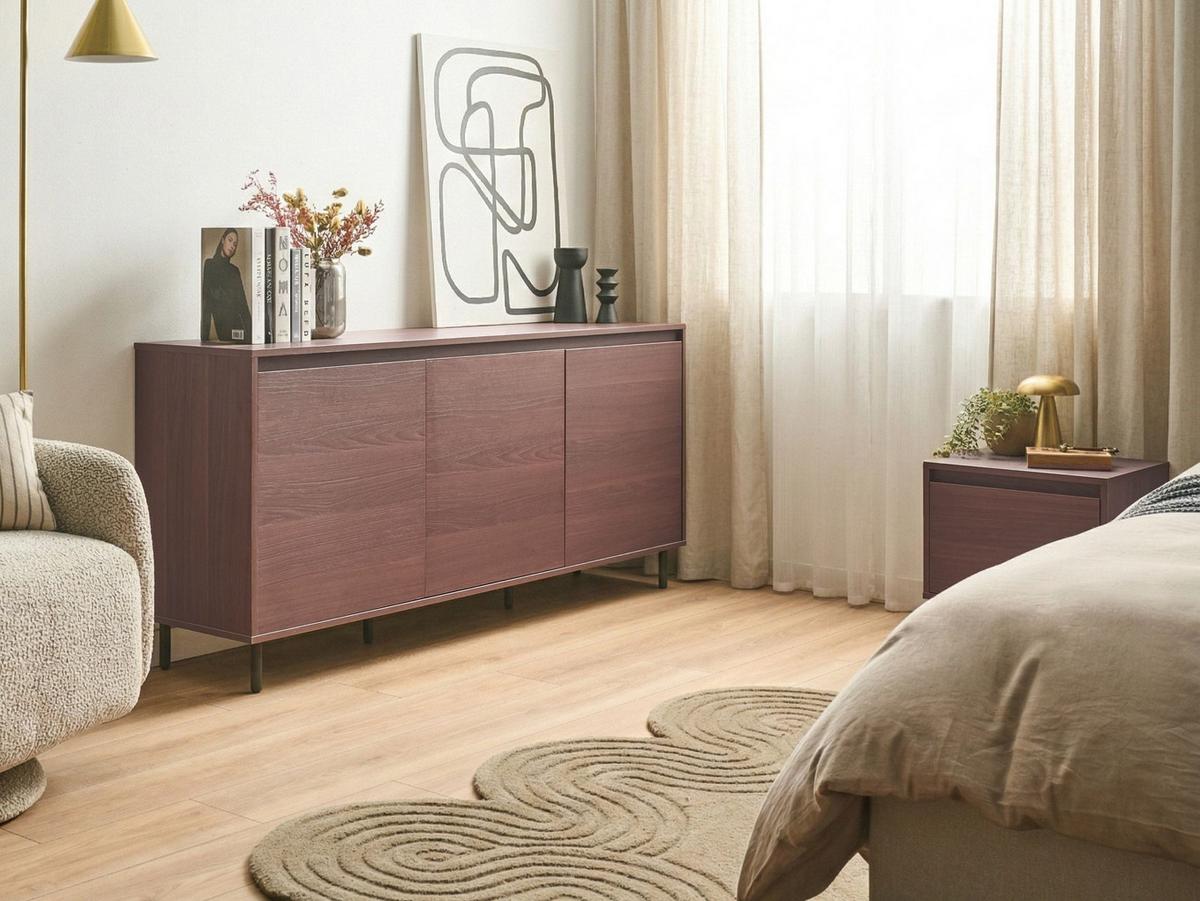 SCHRANK Dunkelbraun Nikea - Dunkelbraun, Holzwerkstoff (165/75/40cm) - Beliani