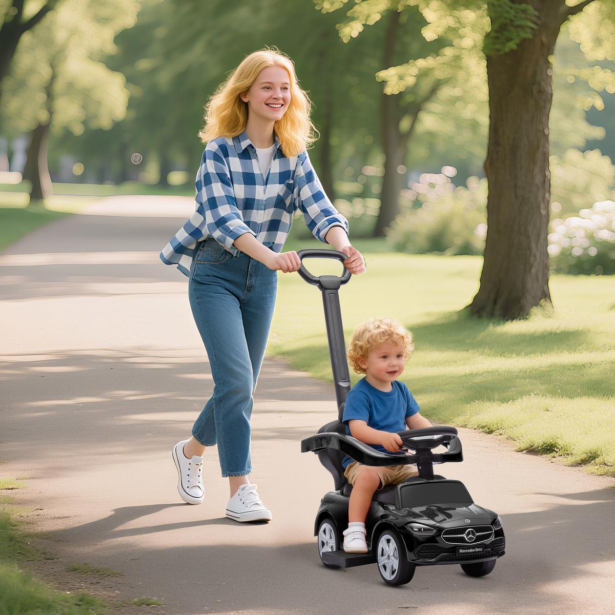KINDER-RUTSCHAUTO Kunststoff Stahl Schwarz - Schwarz, Kunststoff (91/40/83cm) - AIYAPLAY