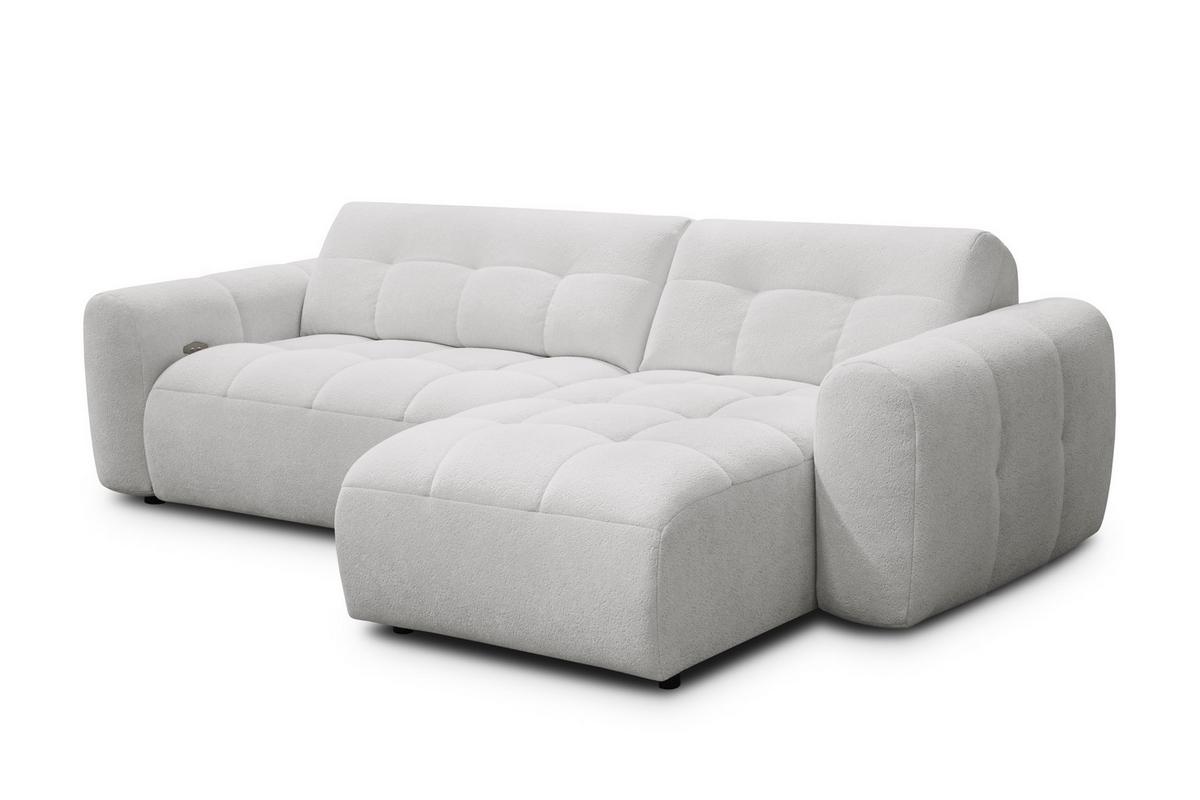 ECKSOFA LUMERO 4-Sitzer RECHTS, hellgrau - Hellgrau/Schwarz, Holz/Textil (275/166cm) - Courtois Laville