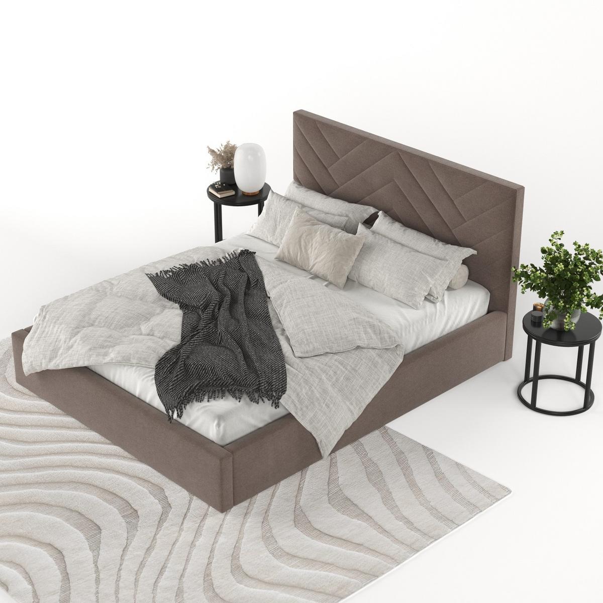 POLSTERBETT Arco 160/200 cm Braun im Asti Stoff - Schwarz/Naturfarben, Holz/Holzwerkstoff (160/200cm) - AltaBeds