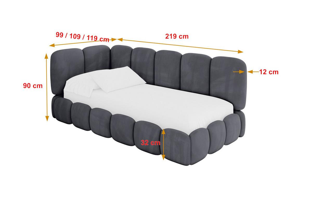 EINZELLBETT Jugendbett mit Bettkasten, Rechts - AVRY 100x200 Dunkelgrau - Titanfarben/Graphitfarben, Holzwerkstoff/Textil (100/200cm) - ALTDECOR