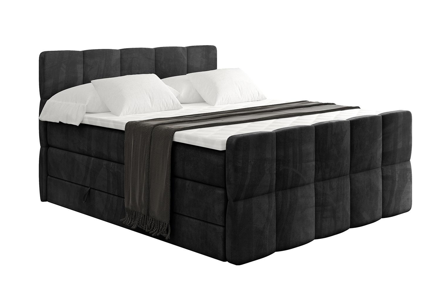 BOXSPRINGBETT mit Matratze und Lattenrost - LIRO-Z KING-180x200 - Schwarz Casablanca - Schwarz, Holzwerkstoff (180/200cm) - ALTDECOR