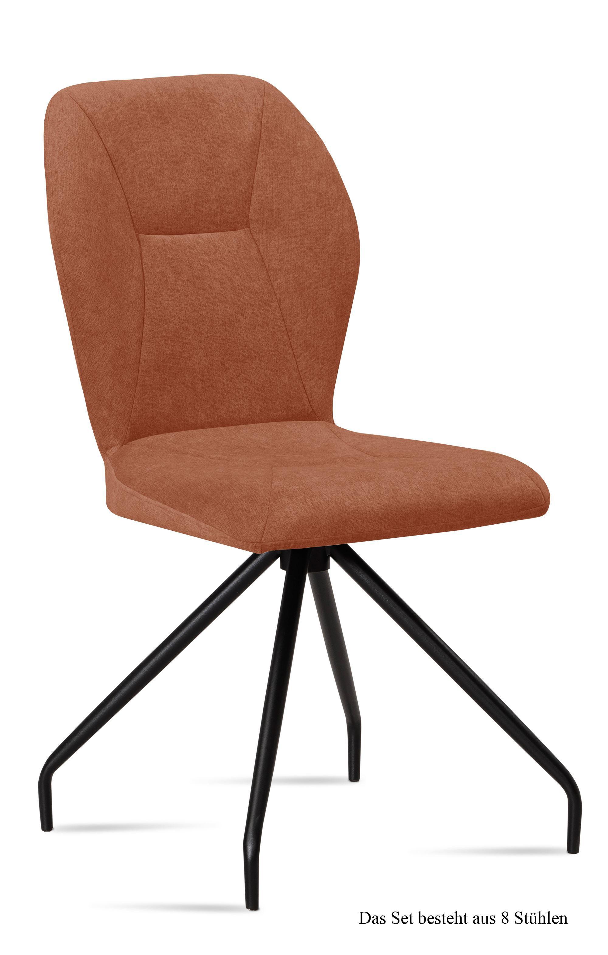ESSZIMMERSTUHL (8er-Set) Dinnie 51x92x60 Schwarz/Cognac - Cognac/Schwarz, Kunststoff (60/92/51cm) - 58aufmkessel