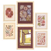 POSTER Set Mit 6 Drucken Mit Bürgersteig In Der Sammlung Ethnischer Stil A3 & A4 Rahmen Aus Hellem Holz - Beige, Papier (29/3cm) - Nacnic