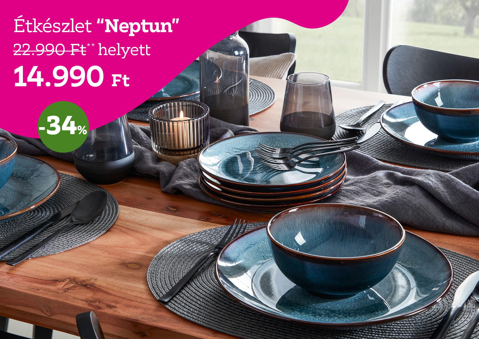 Étkészlet NEPTUN 22990 Forint helyett 14990 Forint, kedvezmény mértéke 34%