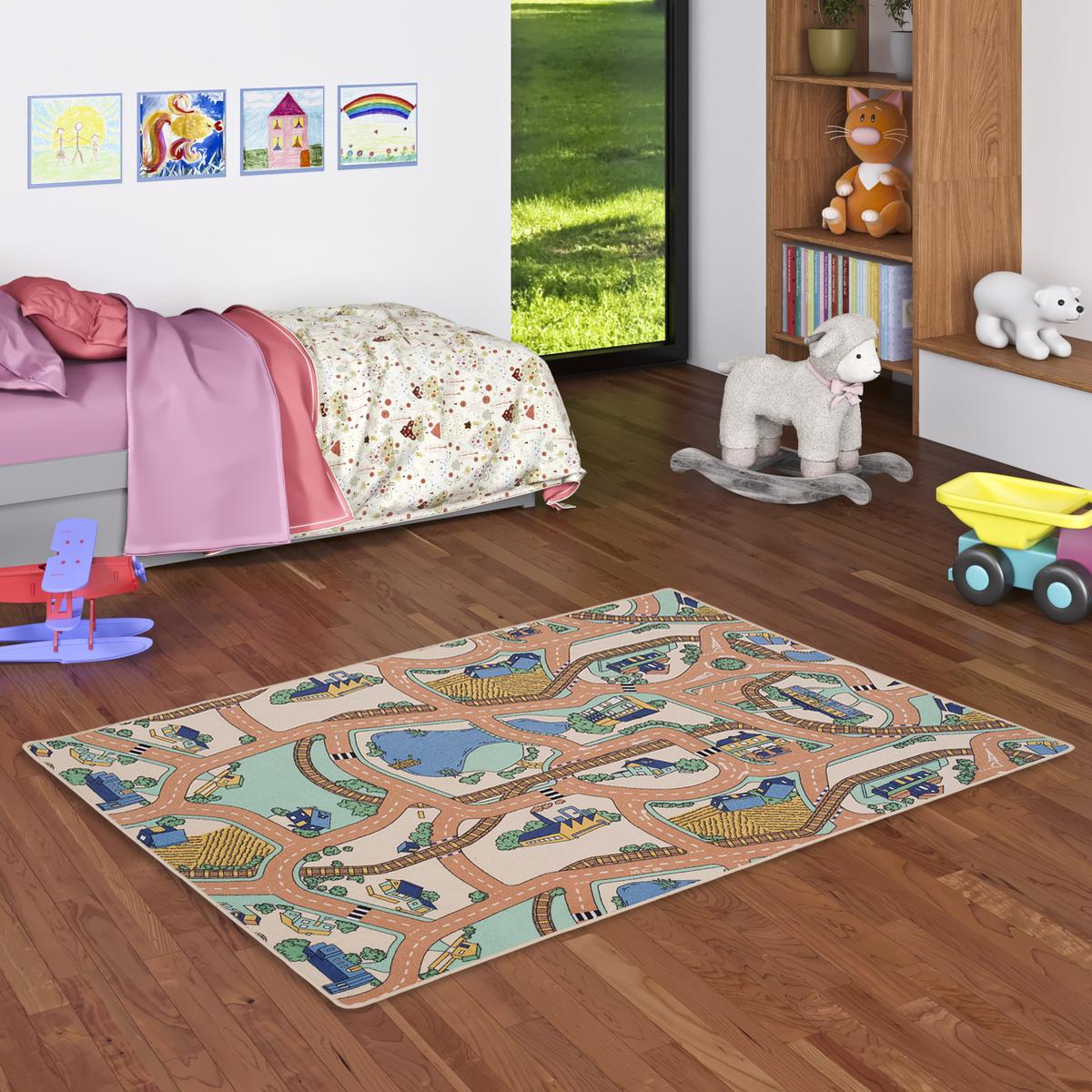 KINDER SPIEL STRASSENTEPPICH - Mintgrün, Textil (80/160cm) - Snapstyle