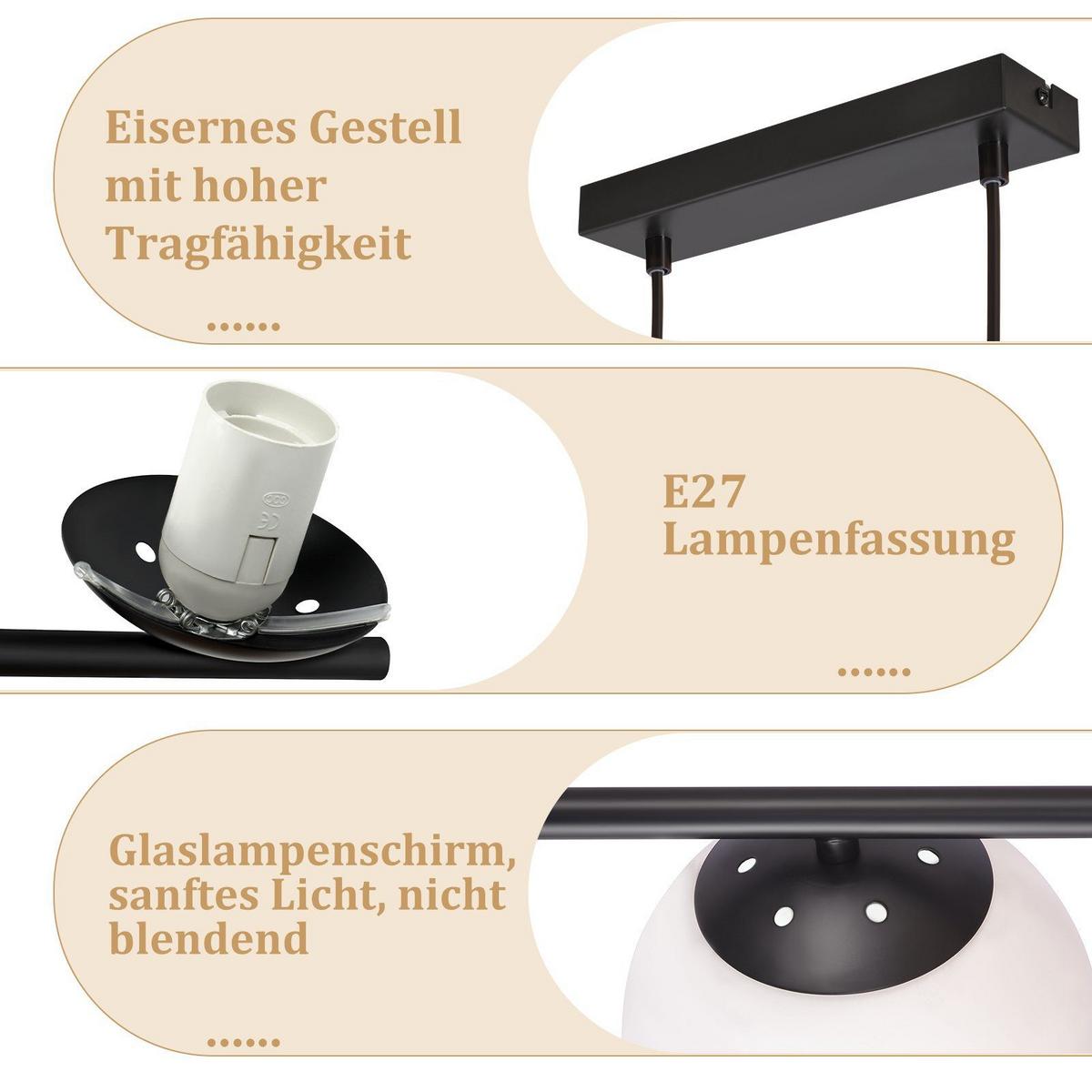 PENDELLEUCHTE Julius 90/15/173.5 cm - Schwarz/Weiß, Glas/Metall (90/15/173.5cm) - ZMH