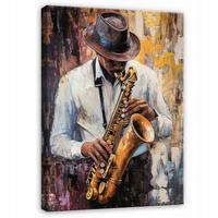 BILDER Abstrakt Männlich Musik Aquarell Modern 100x70 - Multicolor, Holzwerkstoff (70/100cm) - Wallarena